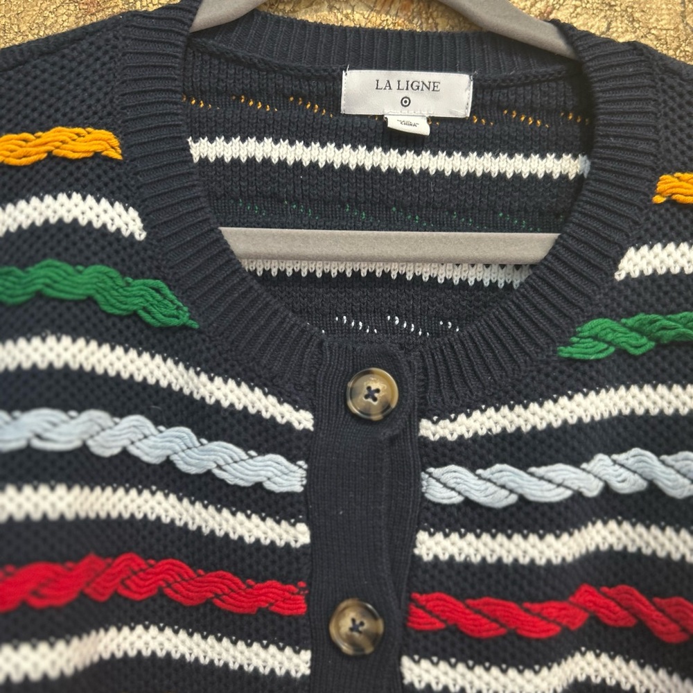 La Ligne/ Target Calab Size 1X Navy Striped Sweater - Picture 4 of 8